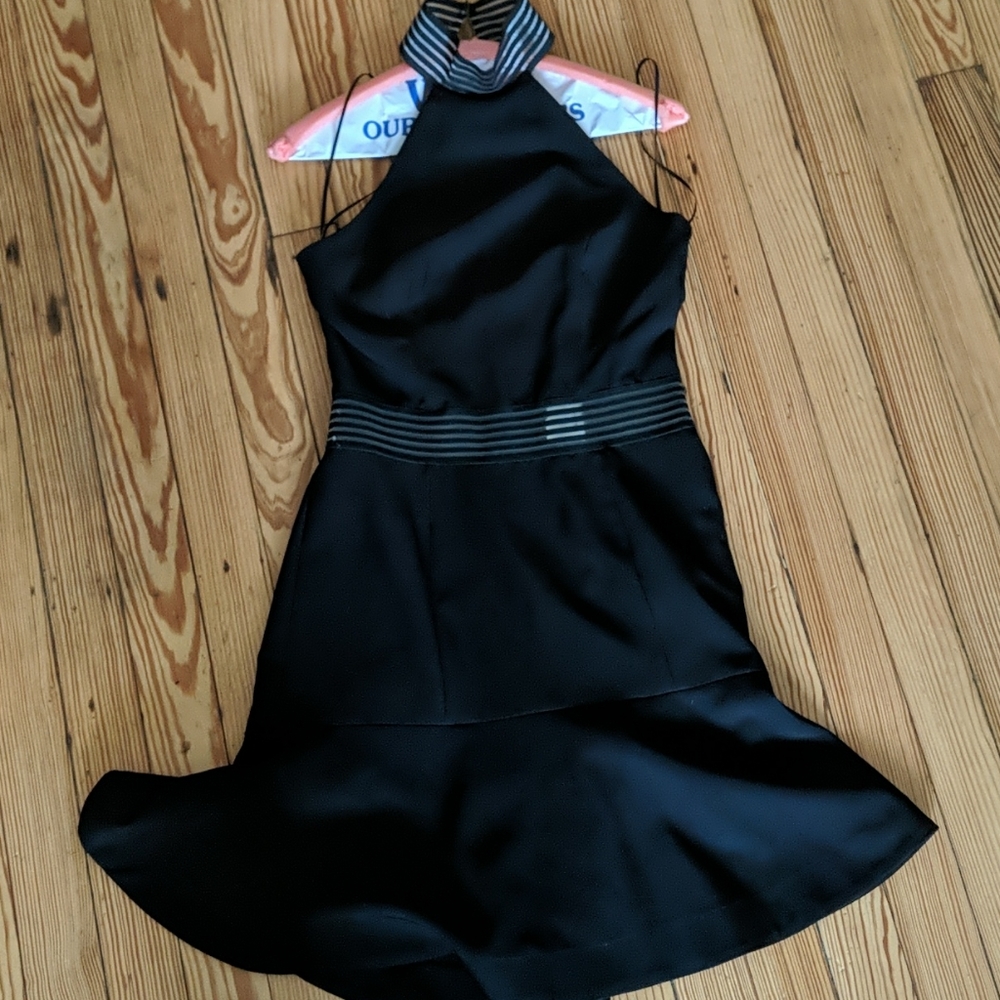 Black halter midi dress